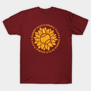 Sunny Days and Double Plays Baseball or Softball Summer Sunflower Fastpitch Original T-Shirt